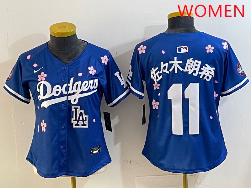 Women Los Angeles Dodgers #11 R.Sasaki Blue Sakura Edition 2025 Nike MLB Jersey style 9